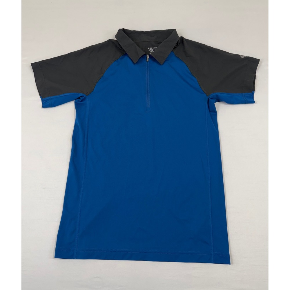 Mountain Hardwear Men's Size Small Blue Grey Quarter Zip Technical Polo‎ Shirt
